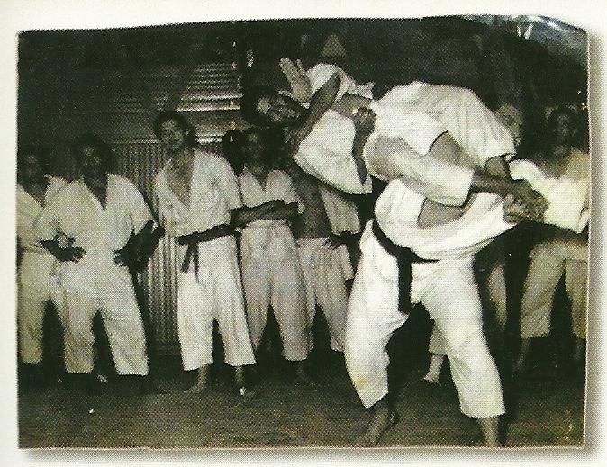 One of Oswaldo Fadda's students demonstrates a flying arm-lock in his academy in the slums of Rio.
